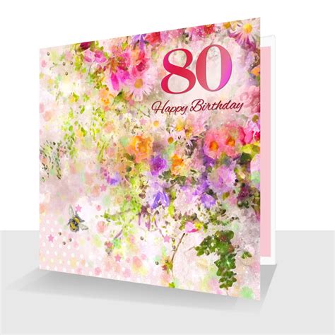 80th Birthday Female Card : Happy 80th Birthday Card