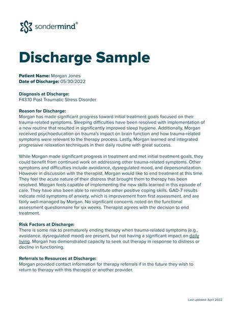 Image result for Discharge Progress Note Example