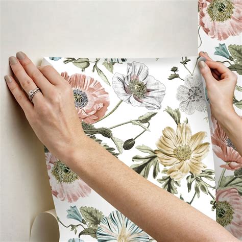 RoomMates 30.75-sq ft Pink Vinyl Floral Self-adhesive Peel and Stick ...