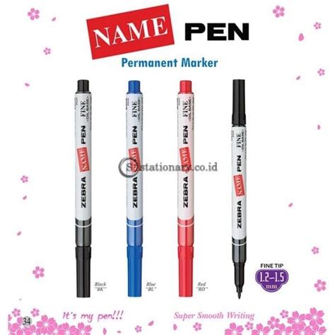 Jual Zebra Name Pen Permanent Marker (Oil Base) Fine Tip 1.2-1.5mm ...