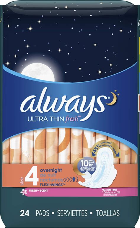 Amazon.com: Always Ultra Thin Overnight Pads with Wings, Size 4 ...