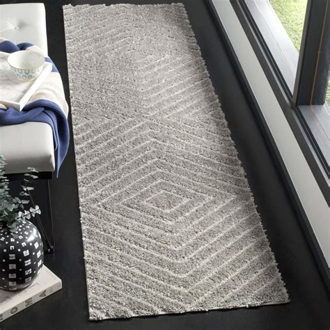Safavieh OSG324 Olympia Shag Area Rug-Finish:Silver,Shape:Runner,Size:2 ...