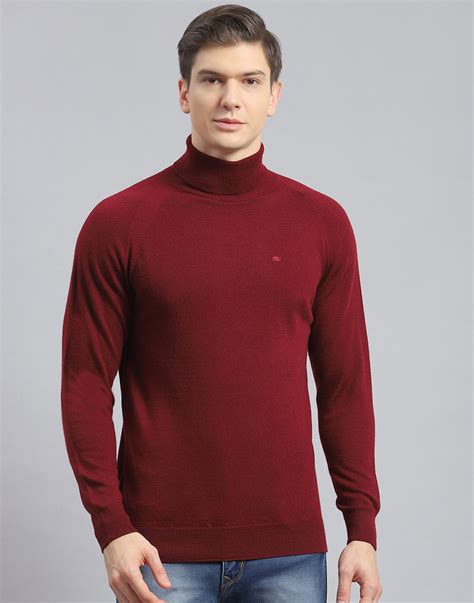 Buy Men Maroon Solid H Neck Full Sleeve Pullover Online in India ...