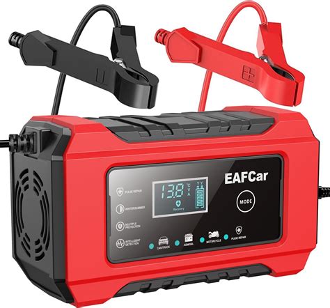 Amazon.com: EAFCar 12V 6A Car Battery Charger, Trickle Charger and Maintainer, Smart Fully ...