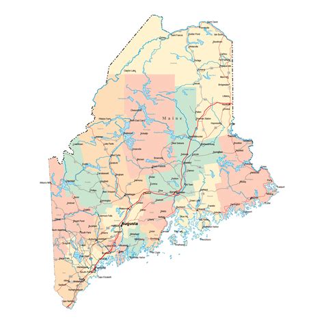 Large detailed administrative map of Maine state with highways and cities | Vidiani.com | Maps ...