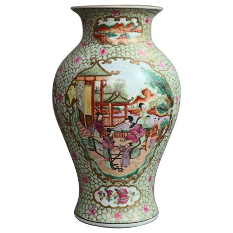 Antique Chinese Rose Medallion Porcelain Vase with Garden Scene, circa ...