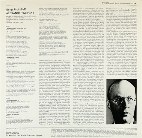 Karel Ancerl. Die Tschechische Philharmonie. Prokofieff. Kantate für ...