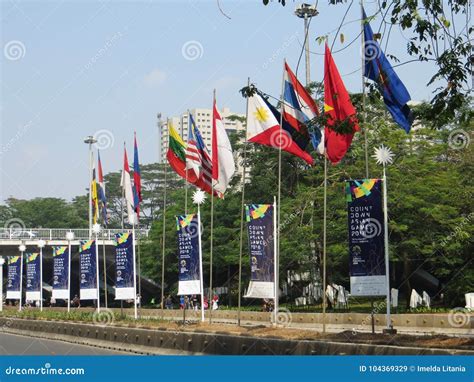 Flags and Banners in Jakarta Editorial Stock Image - Image of city, indonesia: 104369329