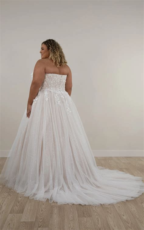 Plus Size Glitter Tulle Ballgown - Style 7974+: A Bridal Marvel - glittery wedding dresses
