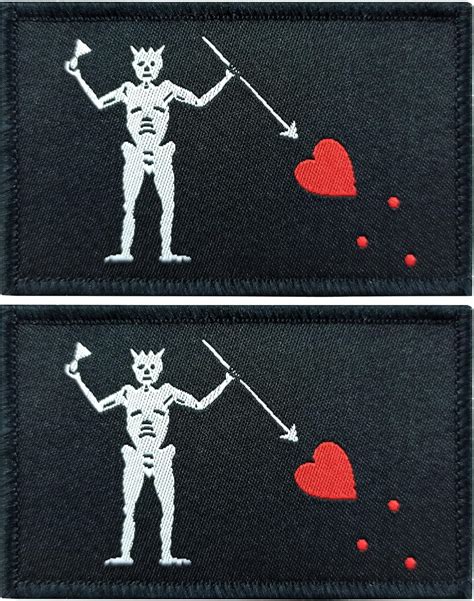 Buy JBCD 2 Pack Blackbeard Flag Patch Pirate Edward Teach Flags ...