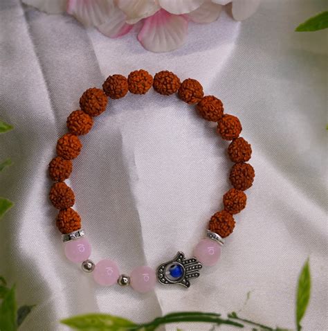 Rose Quartz Rudraksha Nazar Raksha Band – Japam