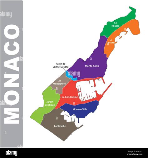 Colorful Principality of Monaco administrative and political map Stock Vector Image & Art - Alamy