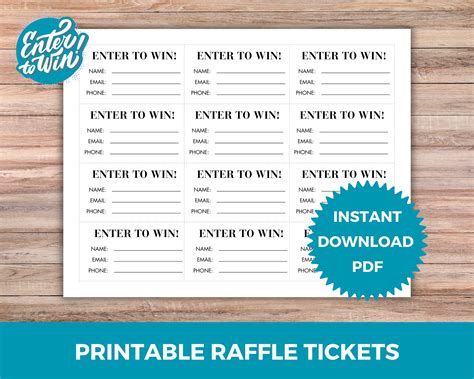 Printable Raffle Tickets, Enter to Win Tickets, Simple Raffle ...