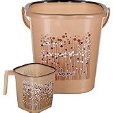 Nayasa Plastic Funk Square 3 Pcs Bathroom Set | Bucket 25 L + Mug 1.5 L ...