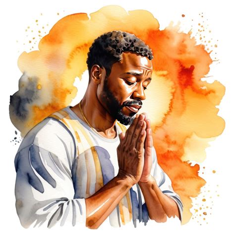 7 Watercolor Black Man Praying Clip Art, African American Prayer Png ...