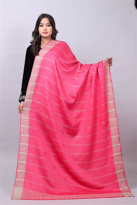 Zari Border - Shawls, Black Zari, Maroon - The Shawl Studio