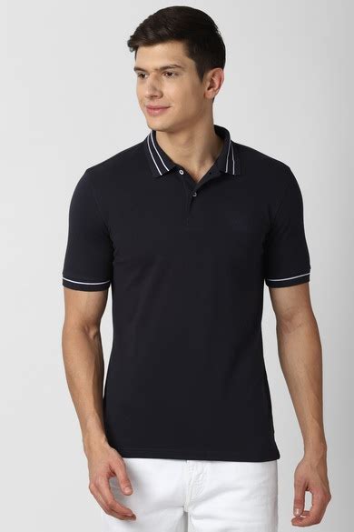 Buy Men Black Solid Polo Neck Collar T-shirt Online - 700037 | Peter ...