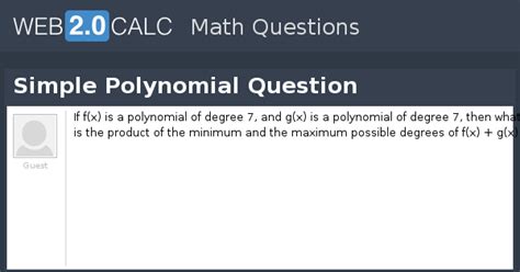 View question - Simple Polynomial Question
