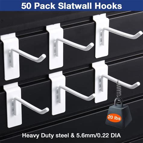 Chumia 50 Pcs Slatwall Hooks 4 Inch Slatwall Accessories White Slatwall ...