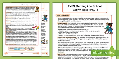 EYFS Settling into School Activity Ideas for ECTs - Twinkl