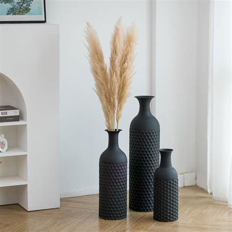 Amazon.com: Creative Scents Black Marble Look Vase Set - Vases Home ...