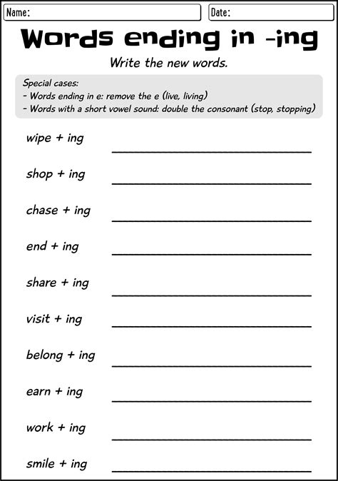 Words Ending In Ing