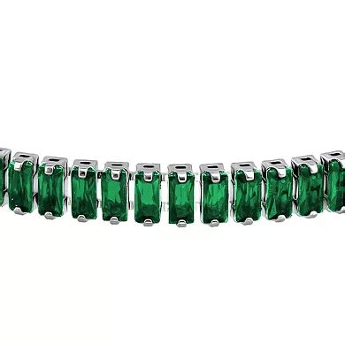 Aleure Precioso Sterling Silver Plated Crystal Tennis Bracelet