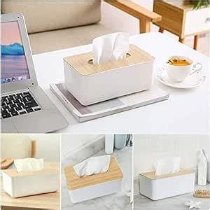 ARZOO Multi Function Tissue Storage Box with Square Shape Wooden Cover ...