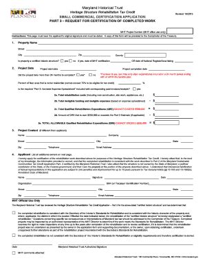 Fillable Online mht maryland PART 3 REQUEST FOR CERTIFICATION OF ...