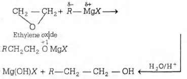 Reaction of with R Mg X leads to formation of