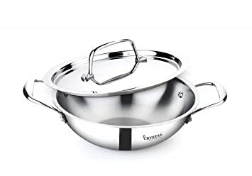 Buy Crystal TriPro -Triply Stainless Steel Kadai with Lid - 26 cm ...