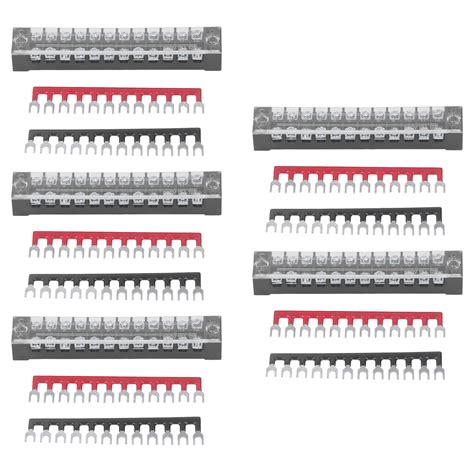 Terminal Strip Blocks, 5 Pack 12 Position Power Terminal Block Connector with Jumper Block ...