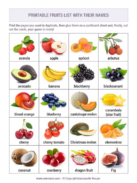 List of Fruits With Pictures and Names | PDF