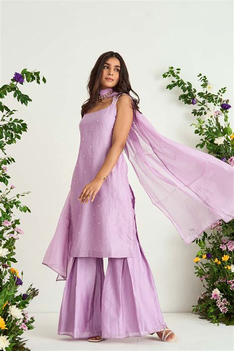 Shop Lilac Silk Chanderi Designer Sharara Set | Keosha – Keosha India