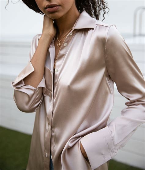 Women Silk Shirt in Oyster Pearl Beige Silk Blouse Beige | Etsy