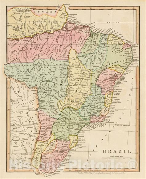 Historic Map : Brazil, 1822, Hamilton, Adams & Co., Vintage Wall Art – Historic Pictoric