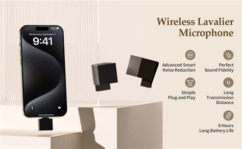Yungrain Wireless Lavalier Microphone, Ultra-Compact Design Wireless ...
