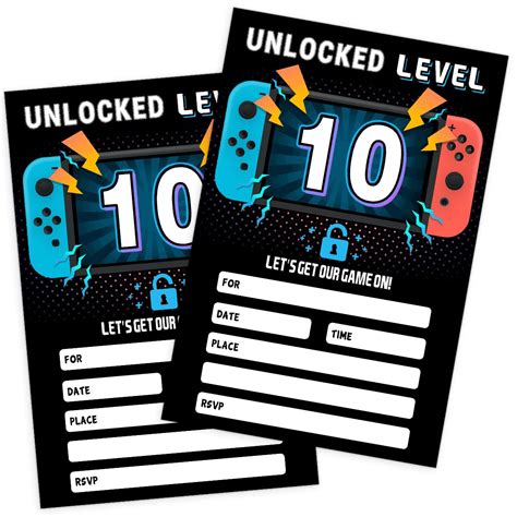 QUPT 20 Video Game Birthday Party Invitations with Envelopes, 10th ...