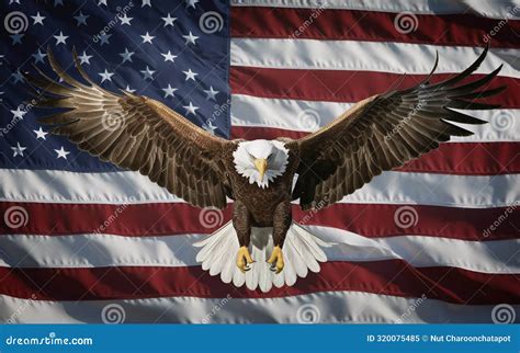 AI-Generated, Bald Eagle and US Flag, Independent Day, Freedom Stock Illustration - Illustration ...