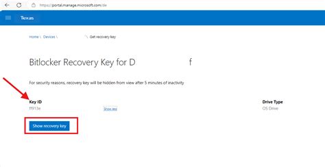 Image result for BitLocker Recovery Key Site Interface