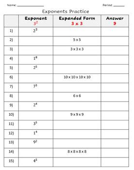 Image result for Exponents Practice Worksheet