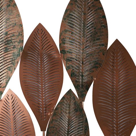 Rectangular Copper & Green Etching Leaves Wall Decor Set of 2 – Decors ...