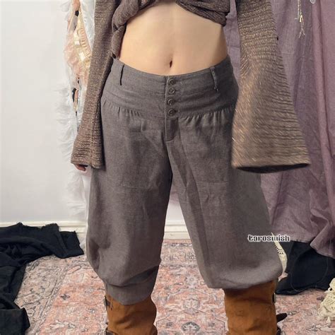 Brown Capri Pants with Cotton Lace on Sides waist... - Depop