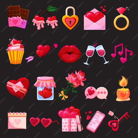 Set of valentines day elements | Premium Vector