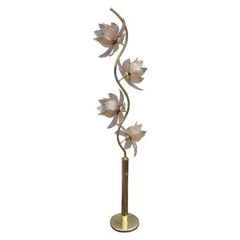 Decorative Floor Lamp Lotus Flower Italian Design Gold Metal Crystal ...