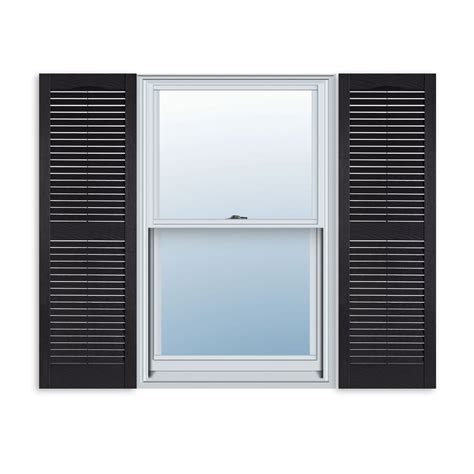 15 Inch x 47 Inch Standard Louver Exterior Vinyl Window Shutters, Black ...