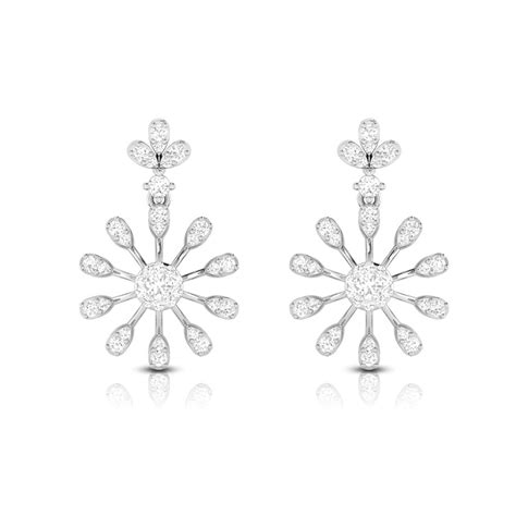 Designer Hanging Clusters Platinum Earrings with Diamonds JL PT E NK-6 ...