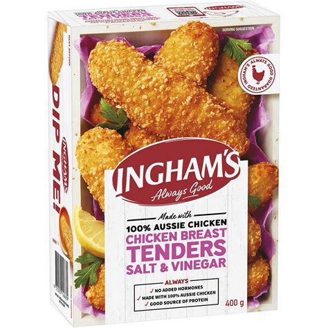Calories in Ingham's Frozen Chicken Breast Tenders Salt & Vinegar calcount