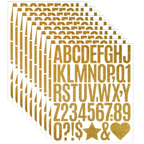 Amazon.com: 470Pcs 10 Sheets Large Glitter Letter Stickers Self ...