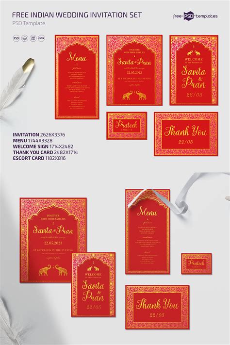 Free Indian Wedding Invitation Set in PSD – Free PSD Templates
